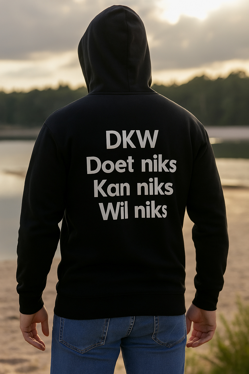 Atjoow Hoodie (DKW Doet Niks Kan Niks Wil Niks) Zwart (Kindermaten) - Afbeelding 4