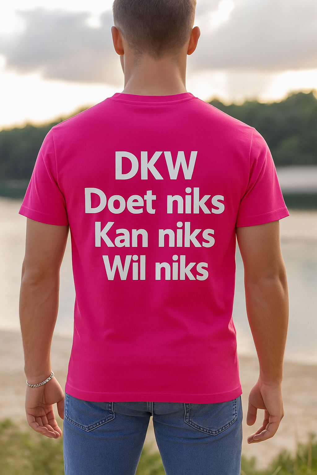 Atjoow T-shirt (DKW Doet Niks Kan Niks Wil Niks) Roze - Afbeelding 4