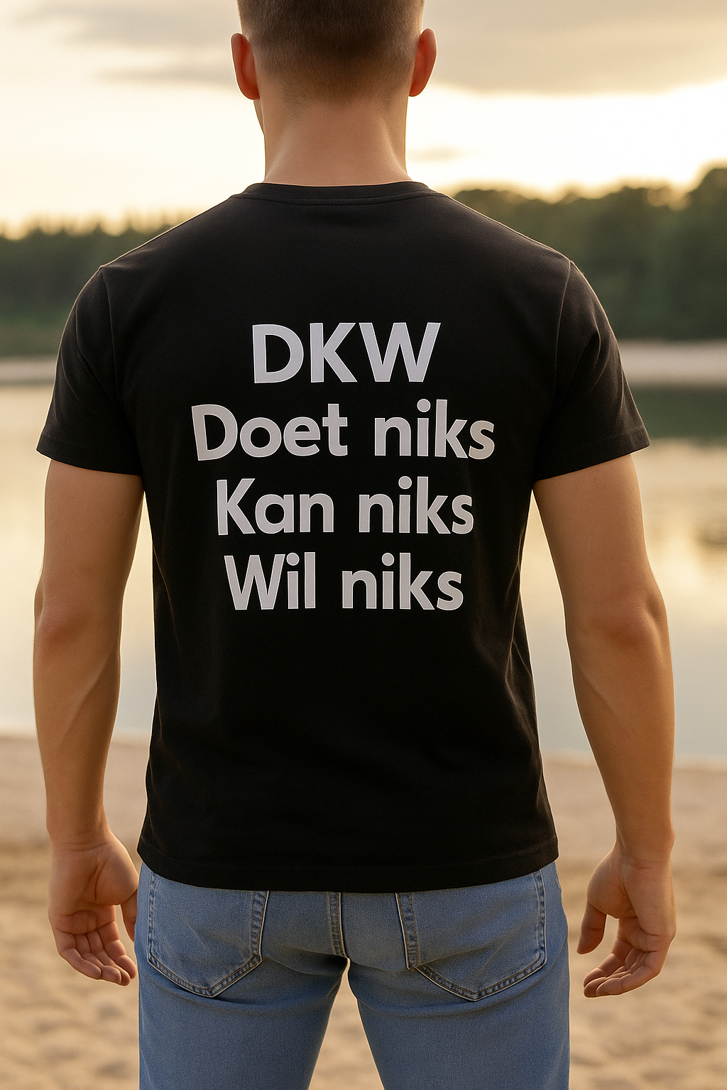 Atjoow T-shirt (DKW Doet Niks Kan Niks Wil Niks) Zwart - Afbeelding 4